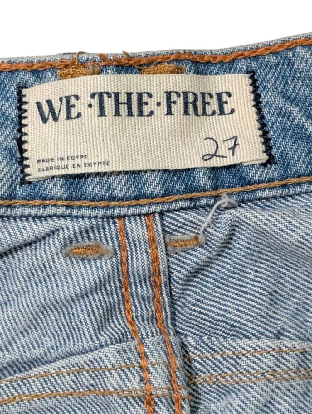 We The Free Free People Good Luck Mid Rise Med Wash Barrel Jeans 27 - Picture 12 of 14